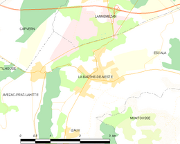 Carte de la commune de La Barthe-de-Neste et des proches communes.