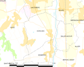 Mapa obce Horgues