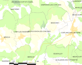 Mapa obce Bourguignon-lès-Conflans