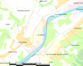 Mapa obce Tournon