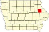 Locatie van Delaware County in Iowa