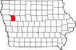 Harta statului Iowa indicând comitatul Ida
