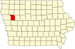 Map of Iowa highlighting Ida County.svg