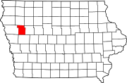 Map of Iowa highlighting Ida County.svg