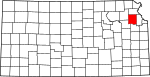 Mapa del estado que destaca el condado de Jefferson