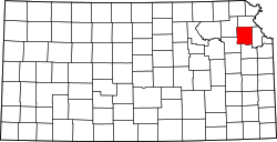 map of Kansas highlighting Jefferson County