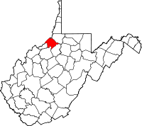 タイラー郡の位置を示したウェストバージニア州の地図
