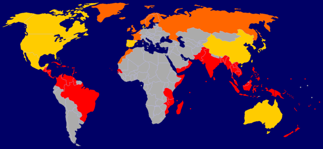 Tropical cyclone affected areas