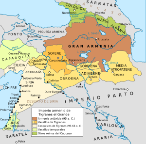 Maps of the Armenian Empire of Tigranes-es.svg