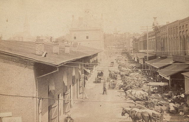 View of Market Square, with the first Market House on the left