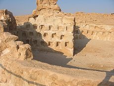 Dovecote at Masada, where ashes were probably stored — the openings have been shown to be too small for pigeons to fit.