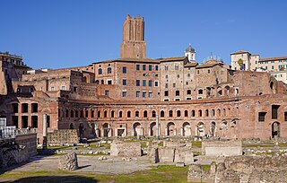 Trajans Market Ancient Roman city architecture, a landmark of Rome, Italy