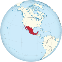 Mexico on the globe (Mexico centered).svg