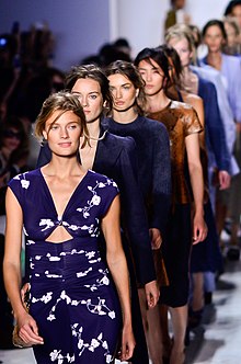 Models Constance Jablonski, Jac Jagaciak, Andreea Diaconu, and Liu Wen among others walking for Michael Kors in 2014 Michael Kors Spring-Summer 2014 60.jpg