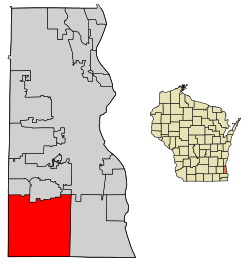 Location of Franklin in Milwaukee County, Wisconsin.