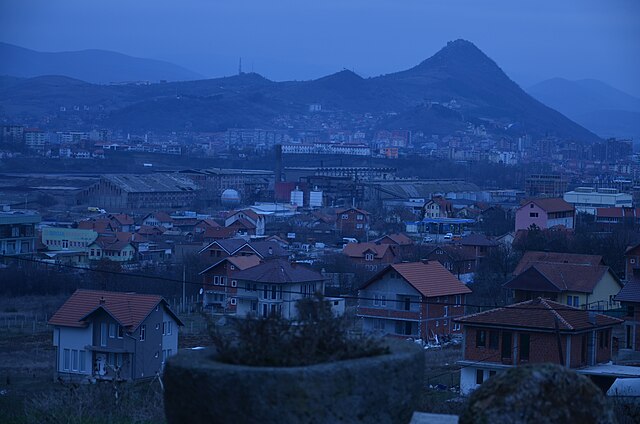 The Zvecan Fortress overlooking the modern Mitrovica from the top of the extinct volcano vent