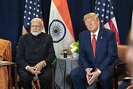 President Donald J. Trump and India’s Prime Minister Narendra Modi, joined by members of their delegations, participate in a bilateral meeting Tuesday, September 24, 2019, at the United Nations Headquarters in New York City. (Official White House Photo by Shealah Craighead)