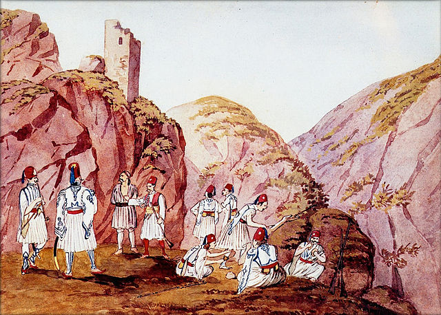 Men of the Mountain Guard battalions with a captive