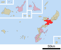 Nagos läge i Okinawa prefektur
