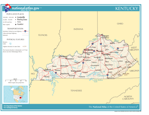 Kaart van Commonwealth of Kentucky
