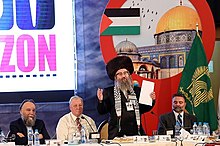 Aleksandr Dugin is seen at the International Conference New Horizon in May 2018 in Mashhad, Iran