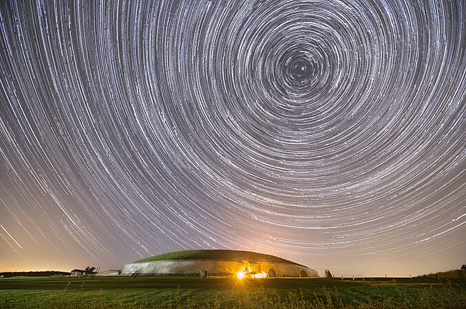 Star trails over the Neolithic Newgrange site in Meath Ireland. Photo by Anthony's astro