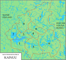 A map of Kainuu with municipalities Newkainuumap.png