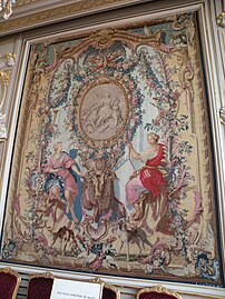 New portière of Diane, hung as a wall tapestry, Pierre Jose Perrot, 1700s