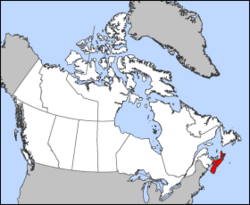 Map of Canada with நோவா ஸ்கோசியாNova Scotia highlighted