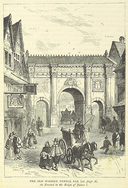 The Old Wooden Temple Bar before the Great Fire of 1666