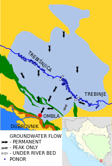 Il bacino del fiume Ombla alimentato dalle acque del Trebišnjica.