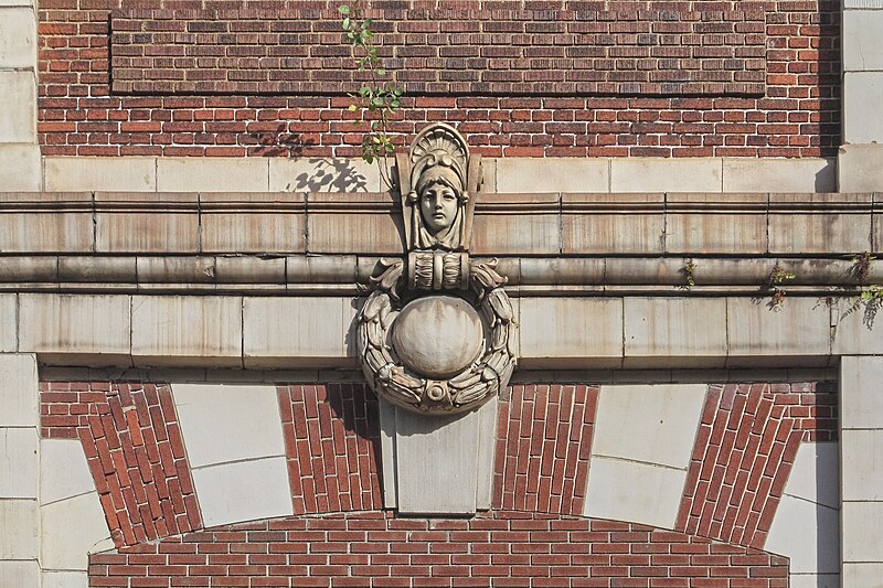 Carved face from below