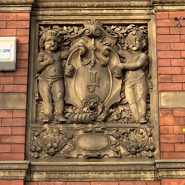 File:Ornate brick and terracotta dated 1889, 52 Wellington Road North, Stockport 13 July 2019.jpg