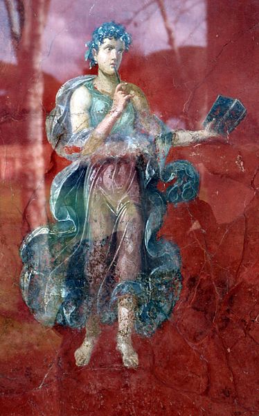 Calliope on an antique fresco from Pompeii