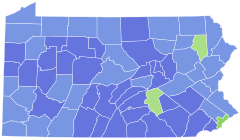 İlçeye Göre Pennsylvania Senatör Demokratik İlköğretim Sonuçları, 2010.svg