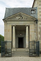 Louis XVI pediment of the Théâtre de la reine, part of the Petit Trianon (France)