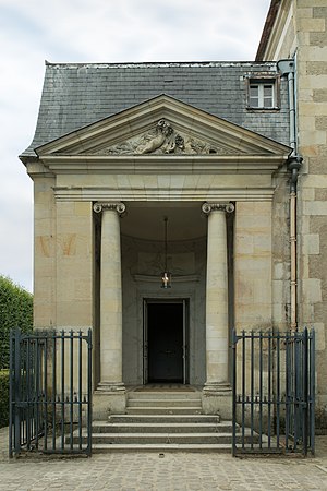 Louis XVI pediment of the Théâtre de la reine, part of the Petit Trianon, France