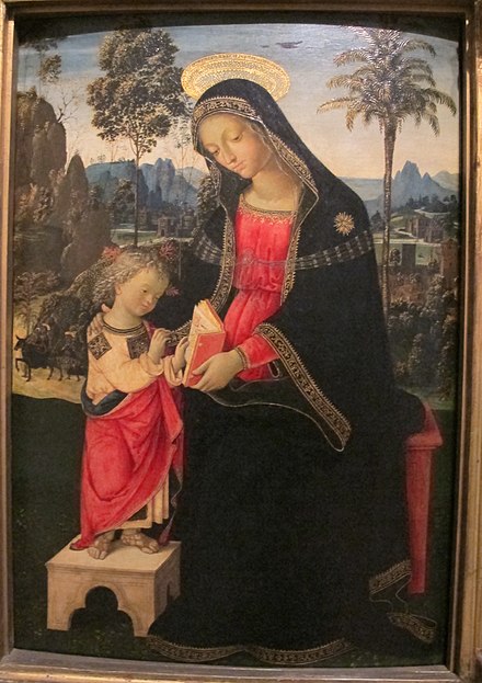 Madonna with the Christ Child Writing, Pinturicchio c. 1500