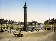 Place Vendôme in Paris France with it's iconic green column in the