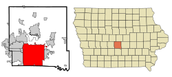 Elhelyezkedése Polk megyében és Iowa államban