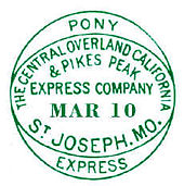 Pony Express compound oval Postmark, one of many types found on the covers of Pony Express mail Pomy Express compound oval.jpg