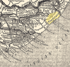 Ancienne carte de 1911 situant le Pondoland