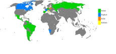 Land hvor Rafael (grønt) er mye brukt