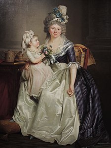 Portrait d'une femme tenant sa fille sur les genoux, collection particulière