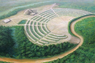 Artist's reconstruction of Poverty Point, 1500 BCE