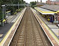 Prescot railway station from its footbridge