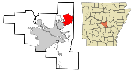 Pulaski County Arkansas Incorporated and Unincorporated areas Jacksonville Highlighted.svg