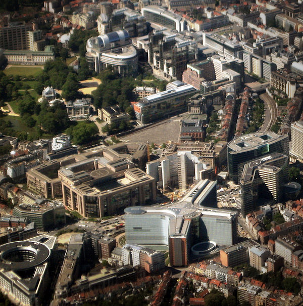 Aerial view of Brussels' European Quarter, hosting most of the EU's institutions