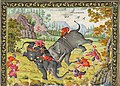 Rampaging elephants, Iran, late 17th-early 18th century. School of Muhammad Zaman