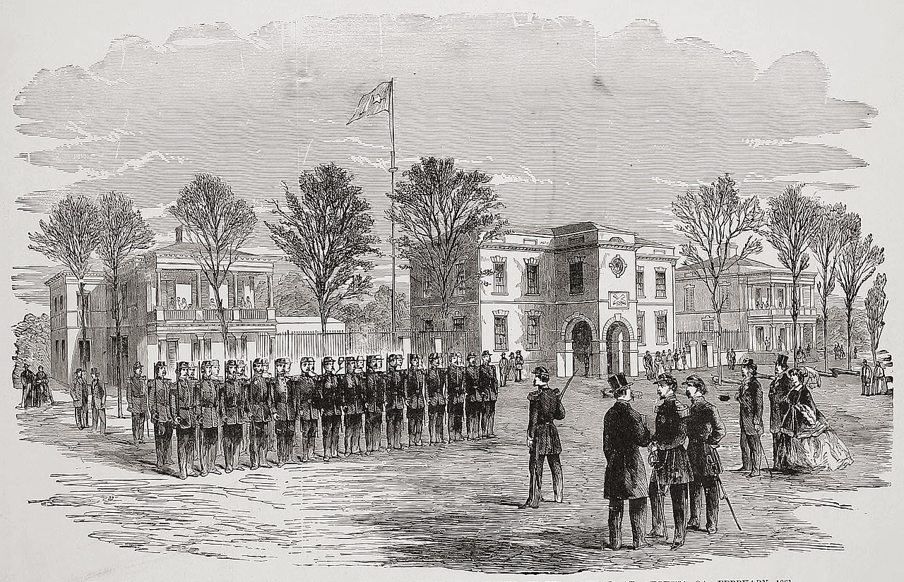 File:Review of the Clinch Rifles on the Parade Ground in front of the